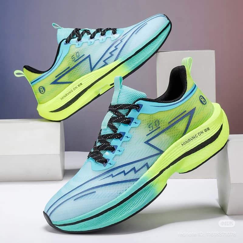 Unisex Waterproof Marathon Sneakers Breathable Mesh Upper Practical Durable High Elastic Fabric Cool Mosaic Comfortable Shoes